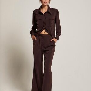 Crescent Chocolate Brown Wide-Leg Trousers